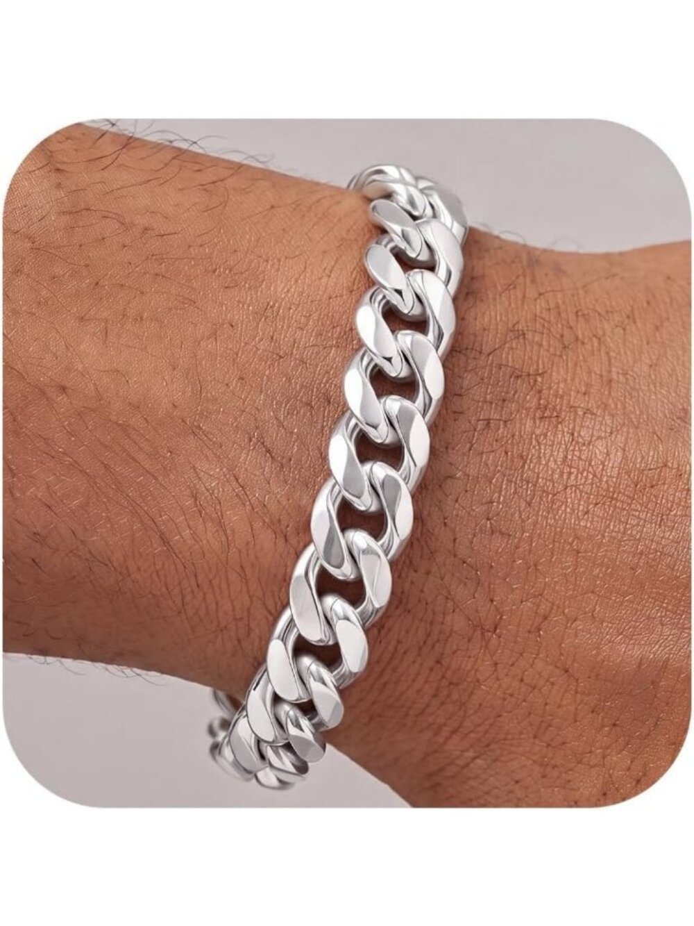 Men's S925 Sterling Silver 10MM Cuban Link Chain Bracelet - Stylish & Durable